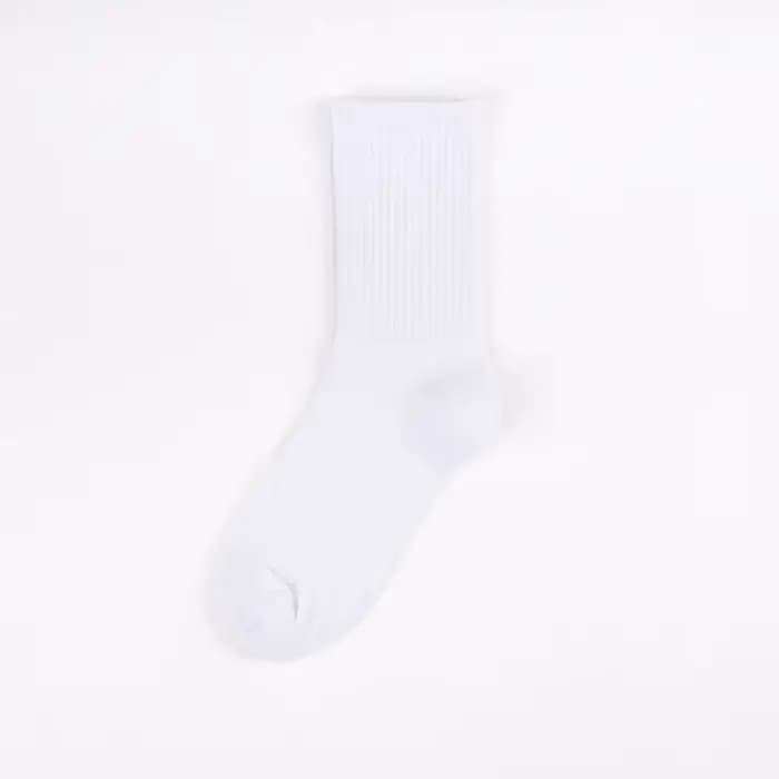 Chaussettes en coton pour hommes, couleur unie, Harajuku, Tube haut, Standard, 1 paire, blanc, noir,