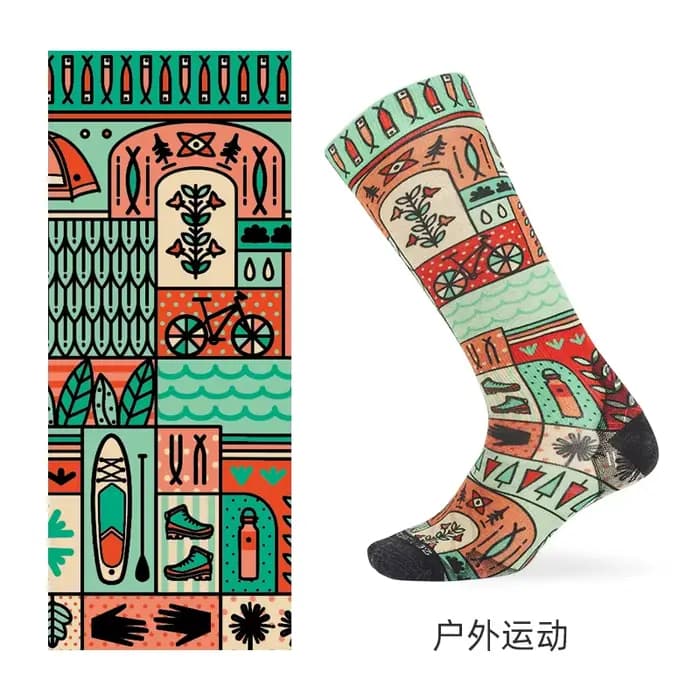 ZEALWOOD Chaussettes à motif en laine mérinos pour hommes et femmes, hauteur des genoux, ski, Trekki