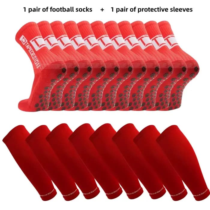 1 paire de chaussettes de football + 1 paire de manchons de protection chaussettes de football pour 
