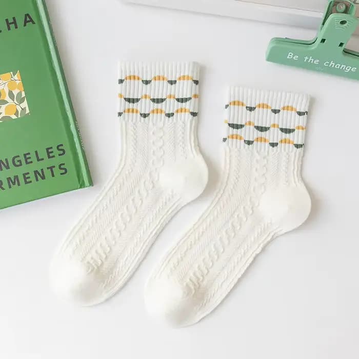 Chaussettes pour femmes, vertes, en coton, pour printemps, automne et hiver, imprimées de fleurs, st