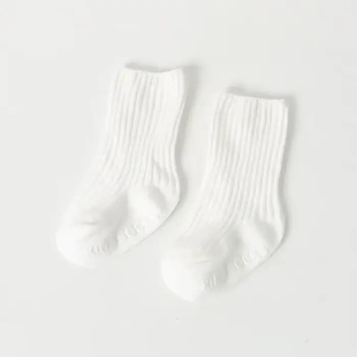 Chaussettes coordonnantes en coton pour bébé, couleur unie, blanc et noir, pour fille et garçon en b