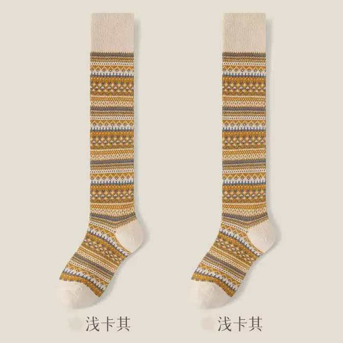Chaussettes moyennes pour femmes et chaussettes hautes pour mollets et genoux, Style ethnique, filet