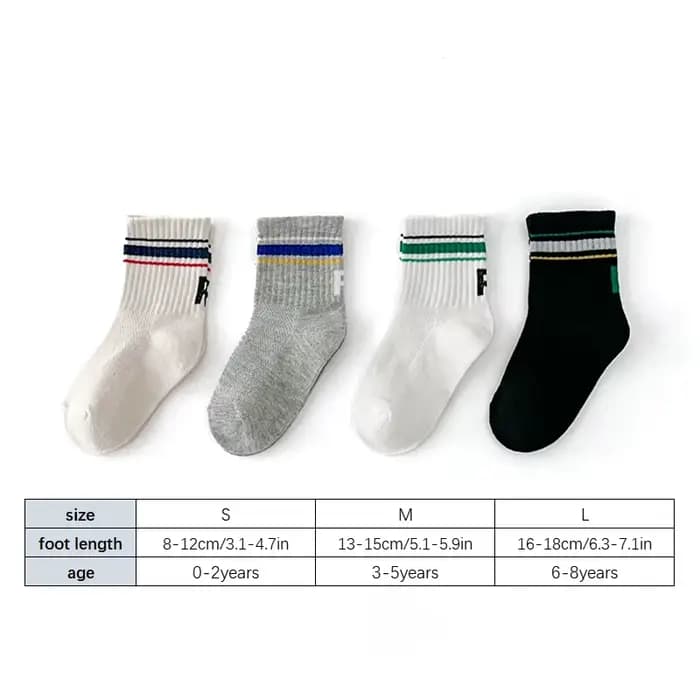 4 paires de chaussettes d'été en maille pour enfants, chaussettes de sport à la mode pour garçons de