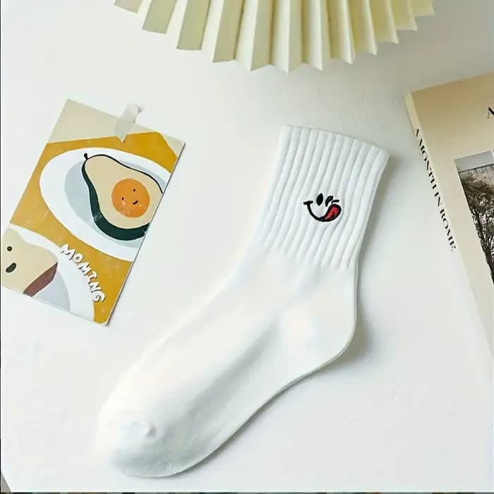 1/2 paires de chaussettes brodées en pur coton pour hommes et femmes, chaussettes de sport décontrac