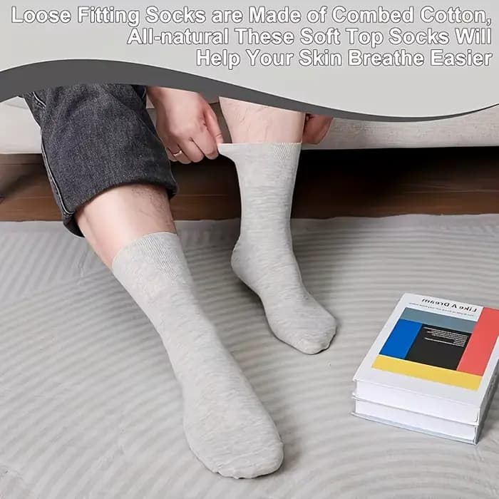 1 paire de chaussettes diabétiques pour hommes et femmes, sans ceinture élastique, chaussettes diabé