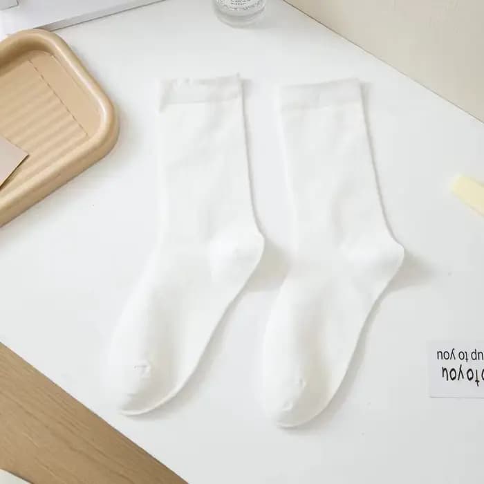5 paires de chaussettes pour femmes, chaussettes empilées à Tube moyen, couleur unie, fond plat, cha