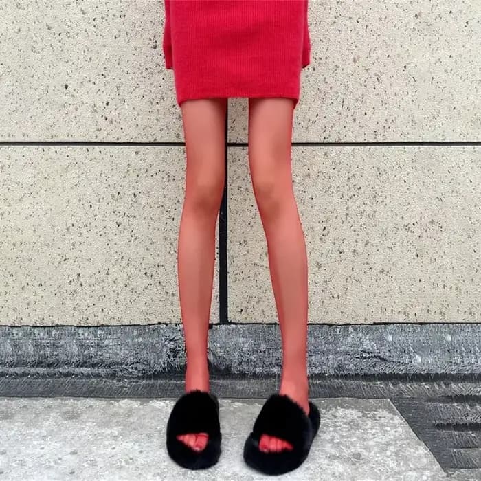 Chaussettes rouges Sexy pour femmes, collants ultra-fins, solides, translucides, élastiques, bas san