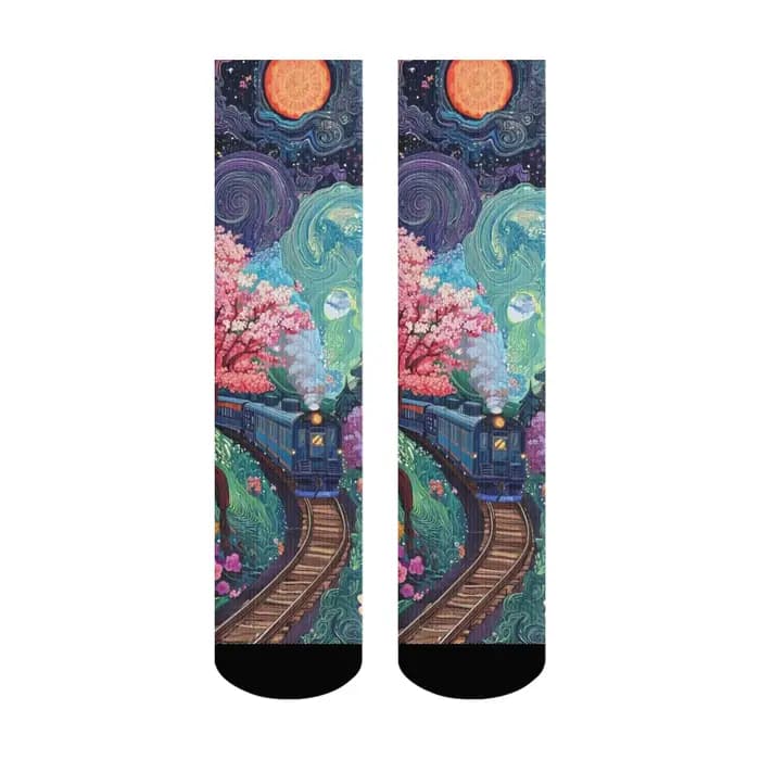 Fantaisie Floral Train hommes chaussettes Harajuku Style rétro décontracté mode sport chaussettes un