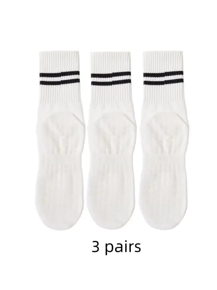 3 paires de chaussettes de yoga, chaussettes de longueur moyenne, pilates de fitness d'intérieur en 