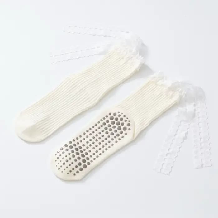 Sweety dentelle-bord sangles Yoga Pilates chaussettes pour femmes anti-dérapant sol sport mollet cha