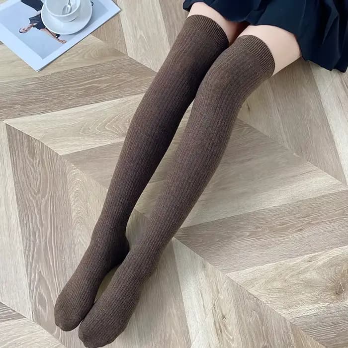 Chaussettes sulfTricotées en Laine pour Femme, Bas Longs en Coton, Chaussettes Hautes Chaudes d'Hive