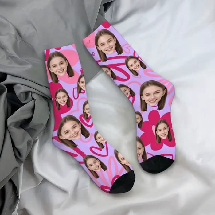 Chaussettes avatar personnalisées pour femmes, chaussettes avec photo personnalisée, chaussettes ave