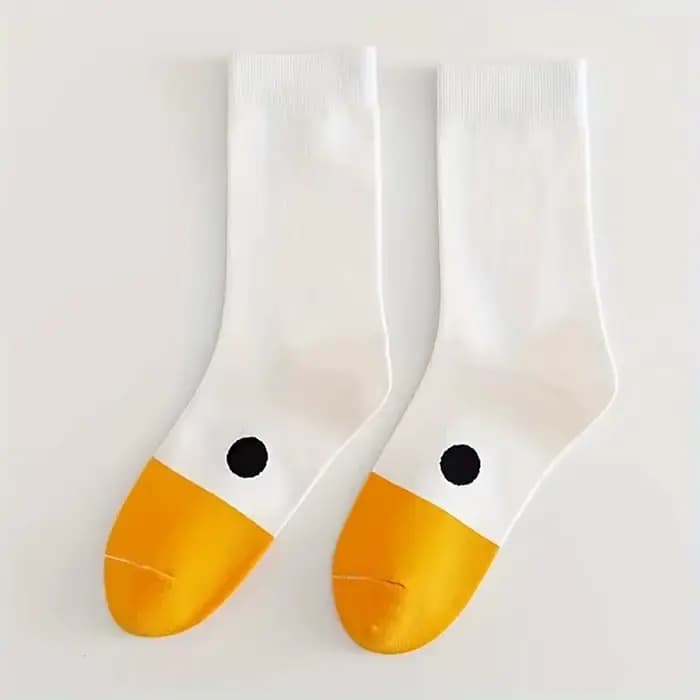 Chaussettes de dessin animé pour femmes, à la mode et polyvalentes, conception mignonne, oie drôle, 