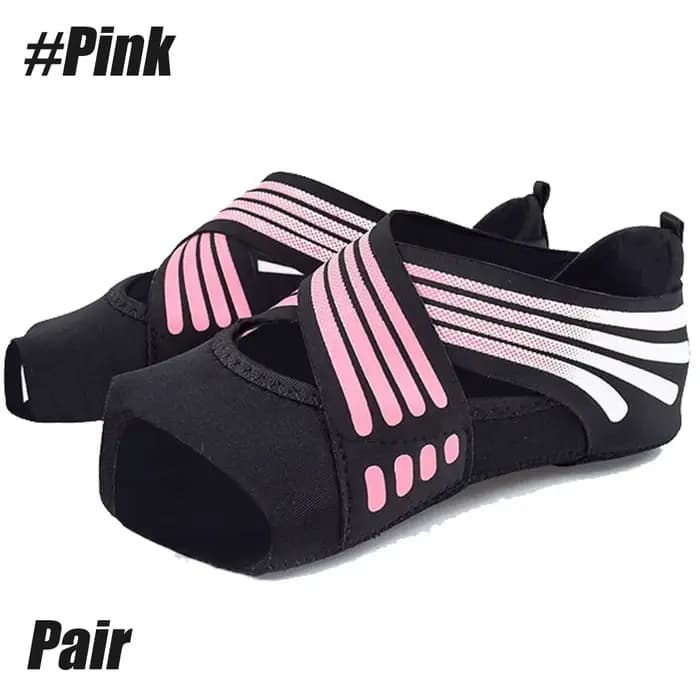 1 paire de chaussettes de Yoga, poignées et sangles antidérapantes sans orteils, pour Pilates, Barre