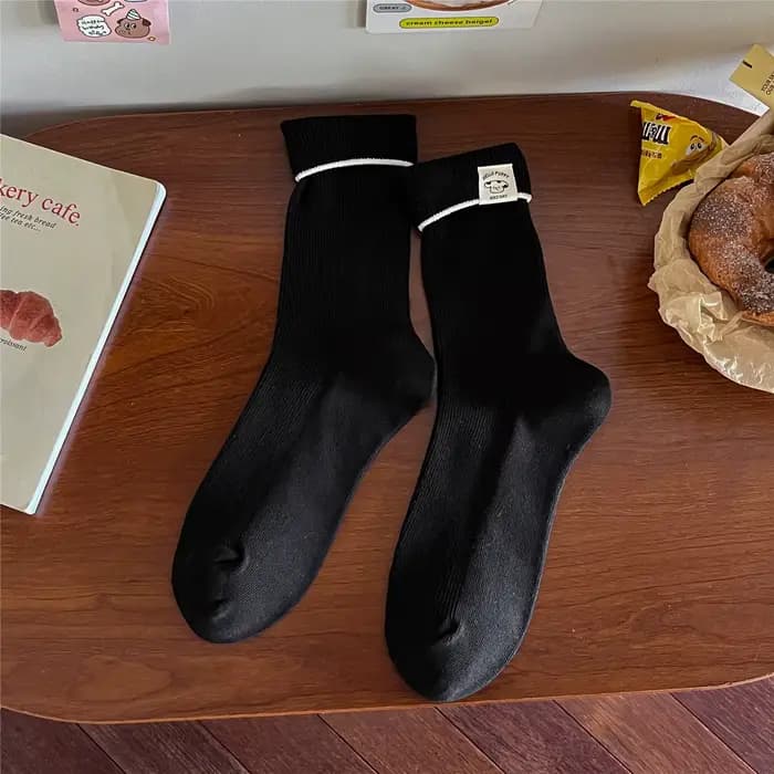 Chaussettes coréennes pour femmes, couleur unie, dessin animé Kawaii, chaussettes en coton respirant