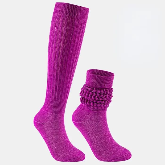 Chaussettes froissées colorées pour femmes et filles, amples et longues empilées, en coton épais, dé