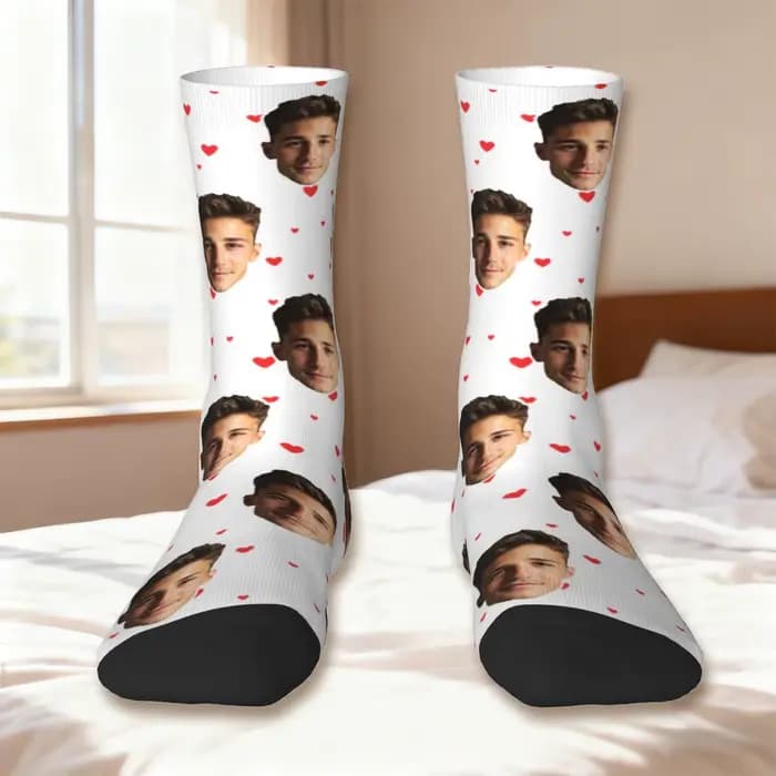 Chaussettes personnalisées en forme de visage Chaussettes personnalisées unisexes Chaussettes photo 