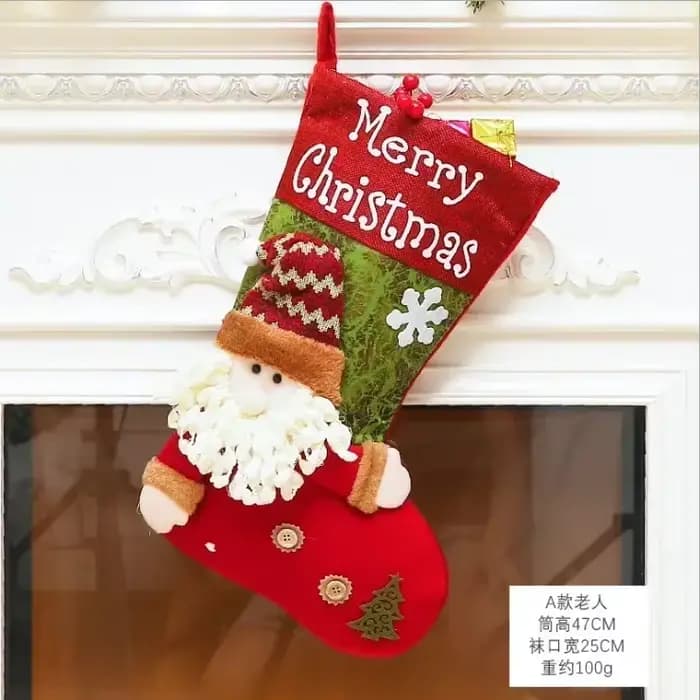 Bas de Noël avec Bonhomme de Neige, Père Noël, artificiel an, Sac Cadeau de Bonbons pour Enfant, Cha
