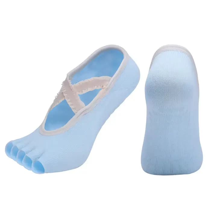 Chaussettes de Yoga à cinq doigts pour femmes, respirantes, bretelles croisées, Pilates, poignée en 
