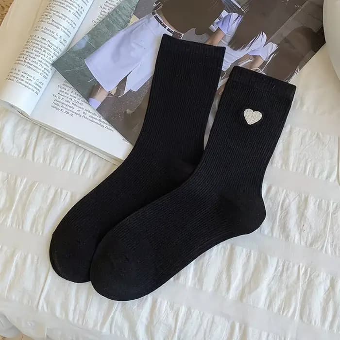 Chaussettes pour femmes Style coréen nouveau coeur broderie décontracté équipage chaussettes femme d