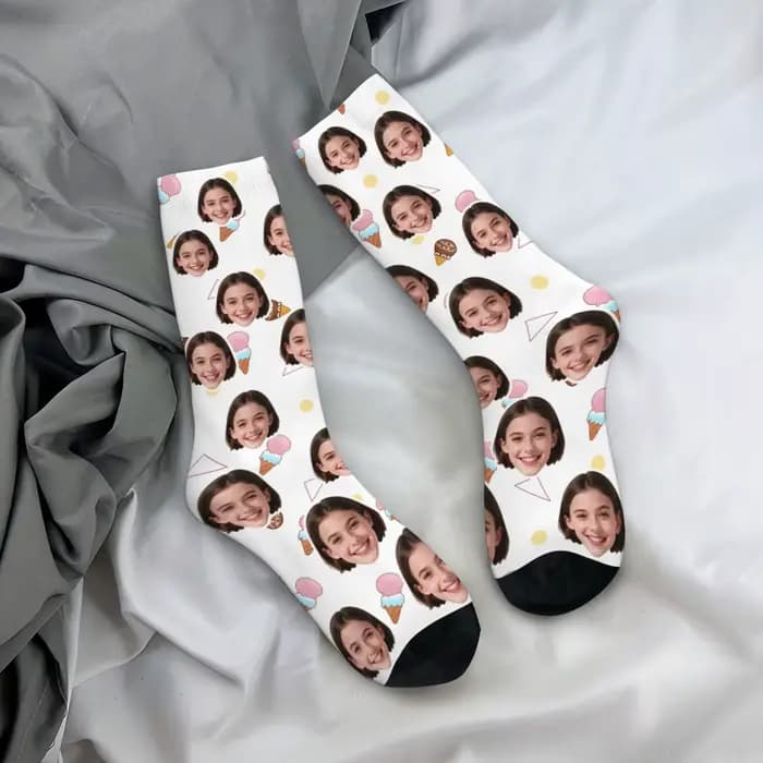 Chaussettes personnalisées en forme de visage, chaussettes unisexes personnalisées à faire soi-même,
