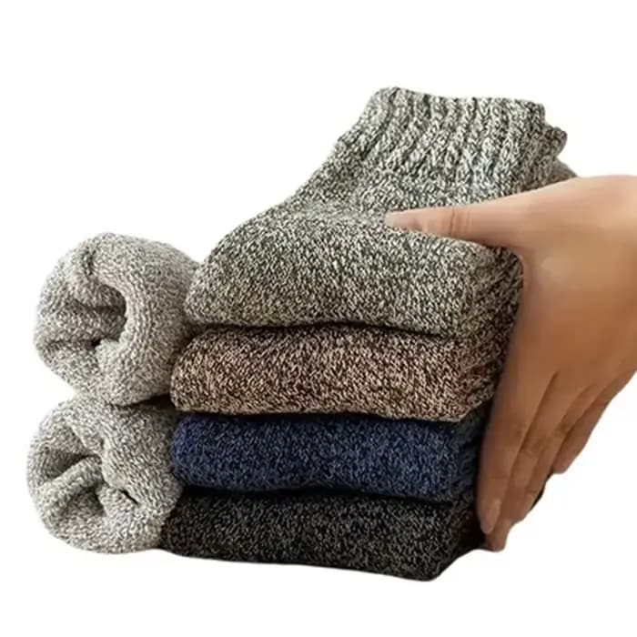 5 paires de chaussettes thermiques d'hiver pour hommes, chaussettes d'équipage mi-mollet à rayures é