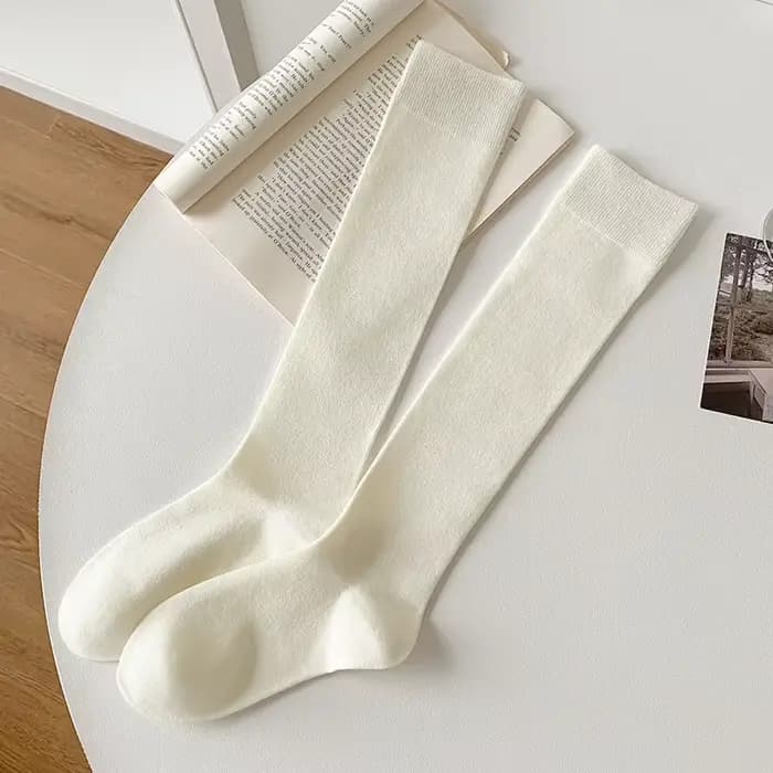 Femme bas haute qualité mode plaine Style japonais genou chaussettes hautes pour femmes respirant lo