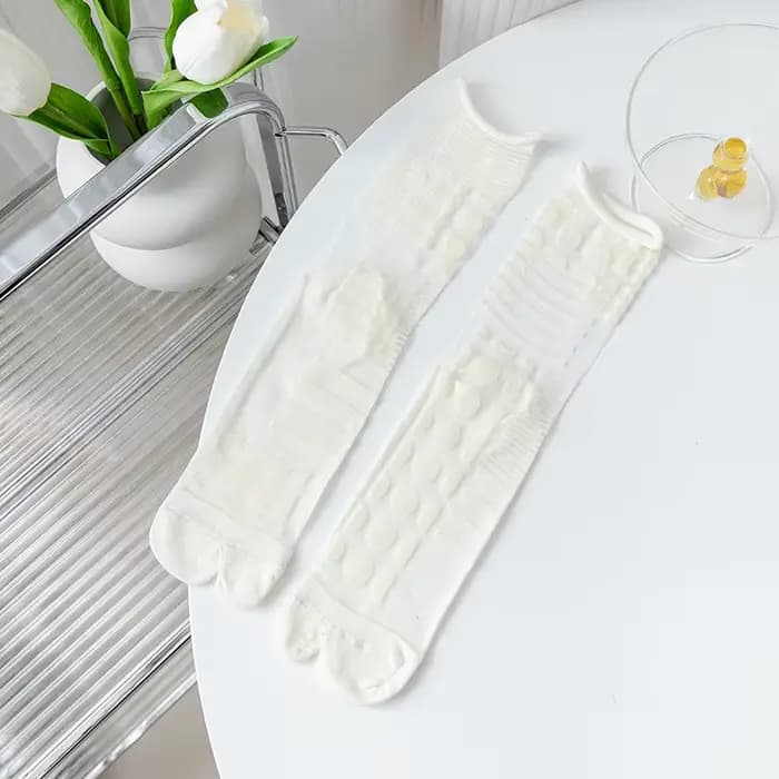 Chaussettes à deux orteils pour femmes, chaussettes d'été ultra-fines en soie transparente, chausset
