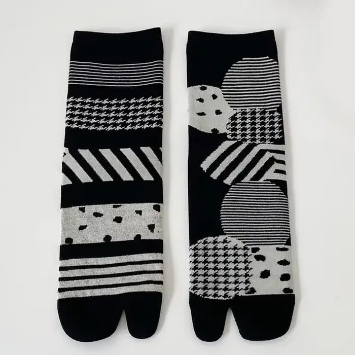 Chaussettes Jacquard colorées à deux orteils pour femmes, en coton peigné, douces et respirantes, à 