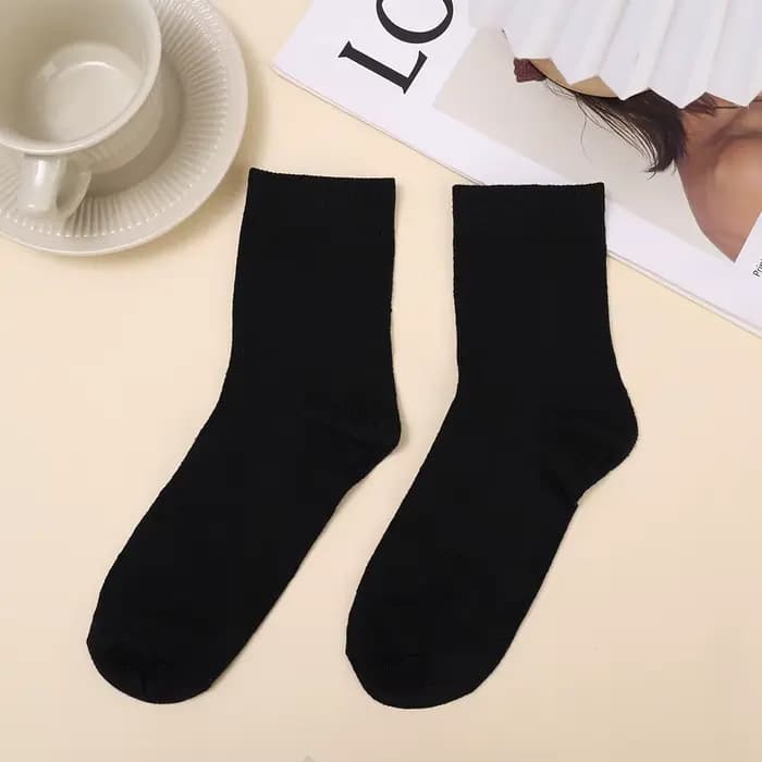 Chaussettes noires et blanches pour femmes et hommes, chaussettes confortables à Tube moyen désossé,