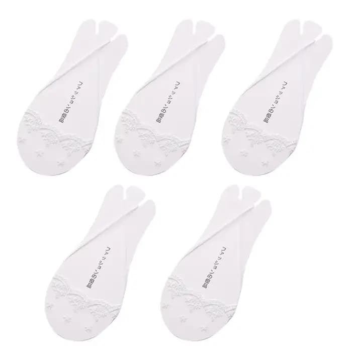 Chaussettes Jacquard Ajourées Transparentes pour Femme, en Dentelle, Bateau, Fines, Invisibles, 5 Pa