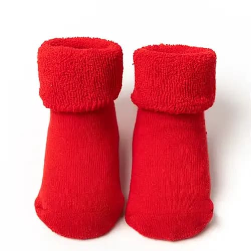 Chaussettes rouges de noël pour bébés garçons et filles, chaussettes de sol antidérapantes en coton 