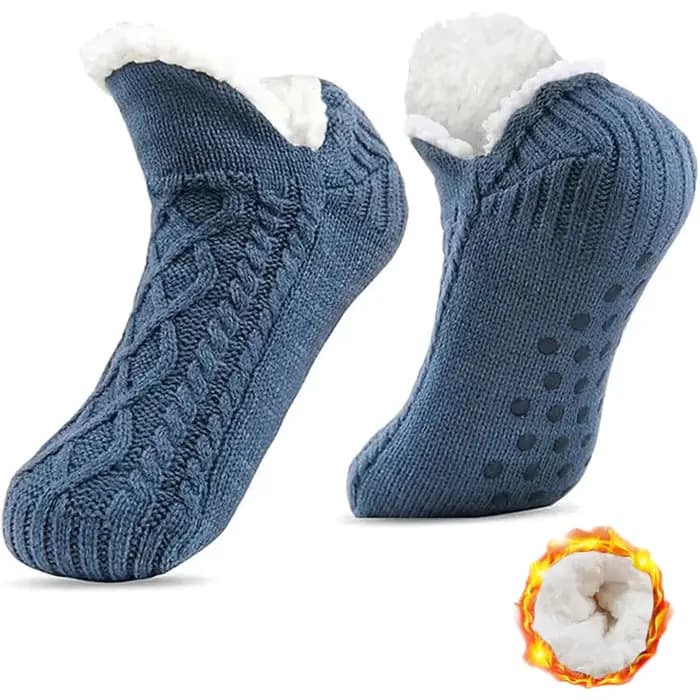Chaussettes de sol chaudes et antidérapantes pour hommes, chaussettes de neige épaisses, pantoufles 