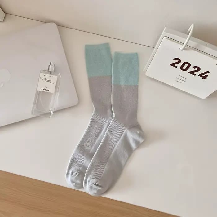 Chaussettes pour femmes Printemps-Été Respirantes Tendance Double Aiguille Ultra Fines Couleur Unie 