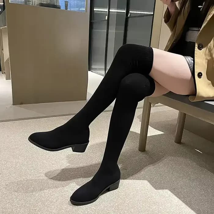 Printemps automne chaussette élastique dames genou haute arbre chaussures tendance 2025 chaussures h
