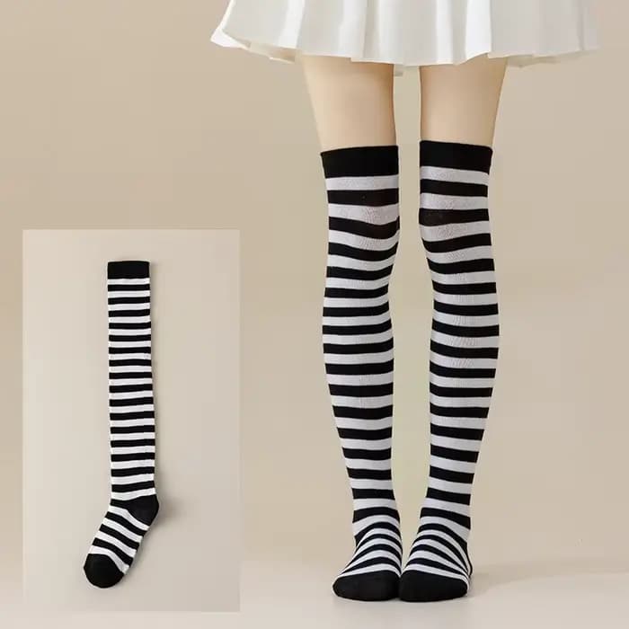 Chaussette loisirs cheville équipage floue rayé dame cuisse haute Halloween noël carnaval fête Perfo
