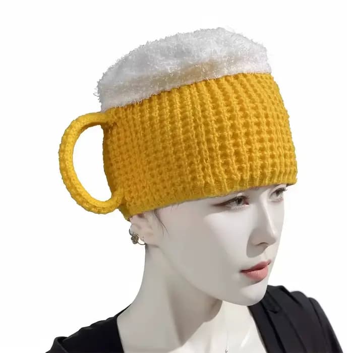 Tasse de bière 3D chaussettes tricotées hommes rembourrés chaud mi-mollet chaussettes femmes hiver d