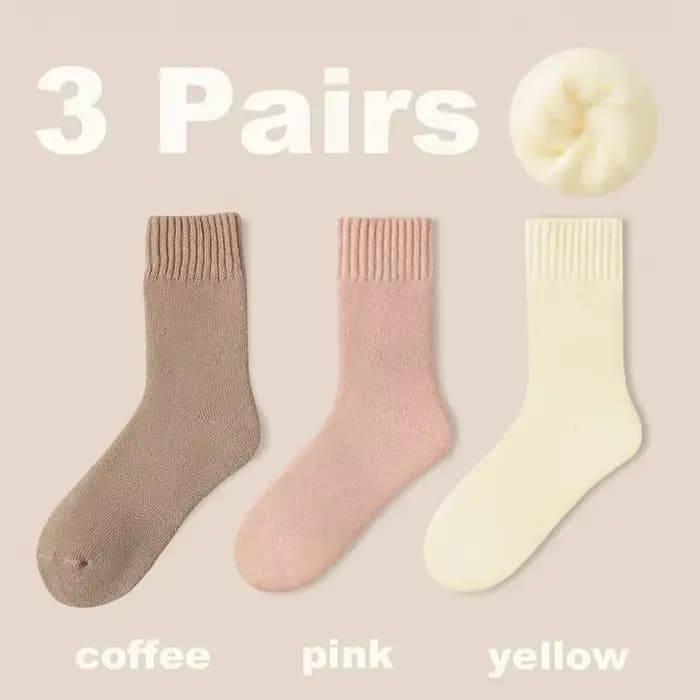 3 paires femmes chaussettes laine automne hiver chaud neige Markron couleur épais peluche poilu doux