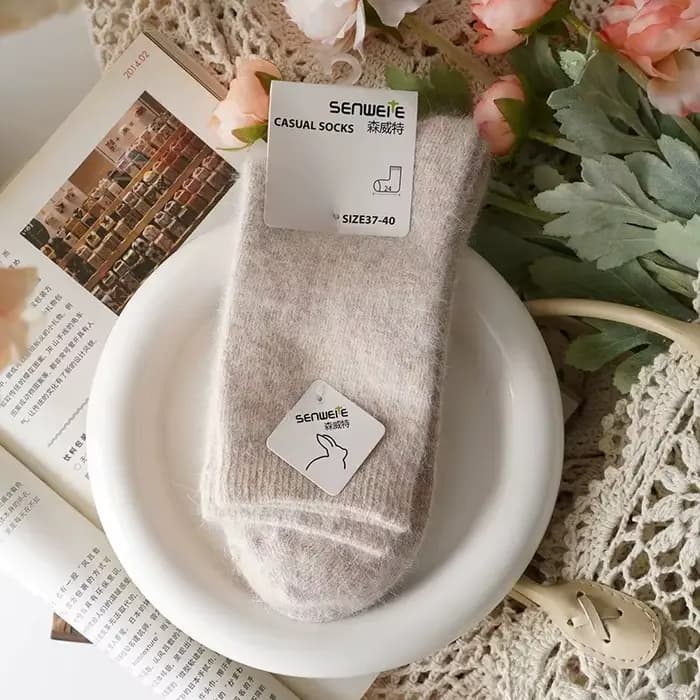 Chaussettes en laine pour femmes automne hiver chaussettes à Tube moyen épaissies avec laine chausse