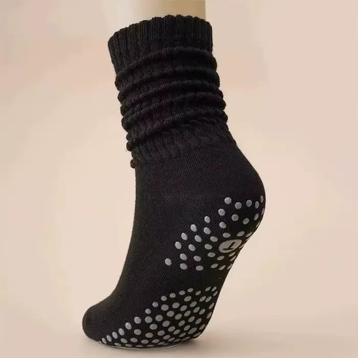 Chaussettes de yoga mi-mollet pour Pilates, antidérapantes, absorbantes, à pois, pour femmes, polyva