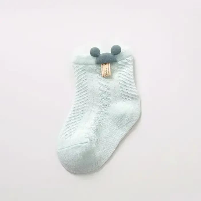 Chaussettes en Maille Respirante pour Bébé de 0 à 2 Ans, Accessoire Décoratif à Oreilles Rondes pour
