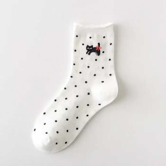 Femmes chaussettes japonais Kawaii dessin animé chien imprimé chaussettes mignonnes femmes à pois co