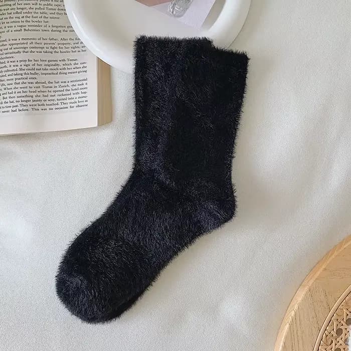 Chaussettes de genou en fourrure de vison pour femmes, chaussettes rembourrées épaisses et chauffant