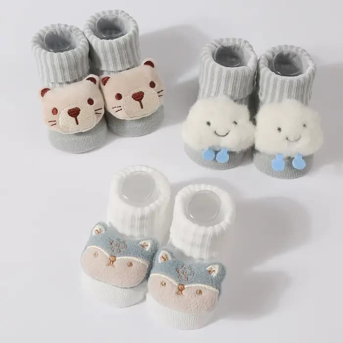 3 paires/ensemble bébé chaussettes filles garçons nouveau-né accessoires dessin animé animaux enfant