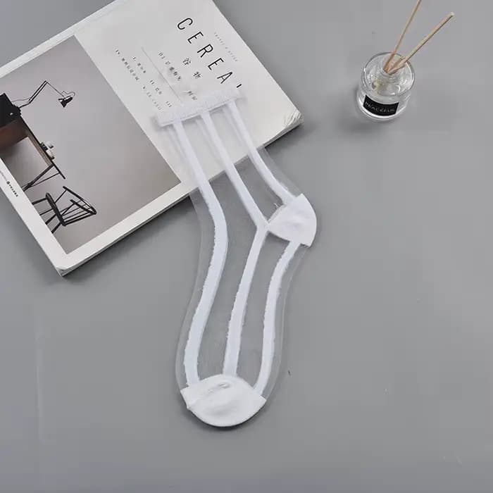 Chaussettes Sexy en résille et dentelle transparente pour femmes, nouveau produit, en soie et crista