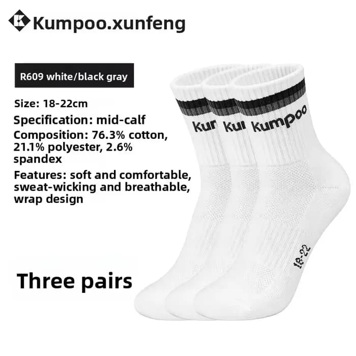 3 paires kumpoo ​ ​ Chaussettes de sport mi-mollet pour tennis et badminton