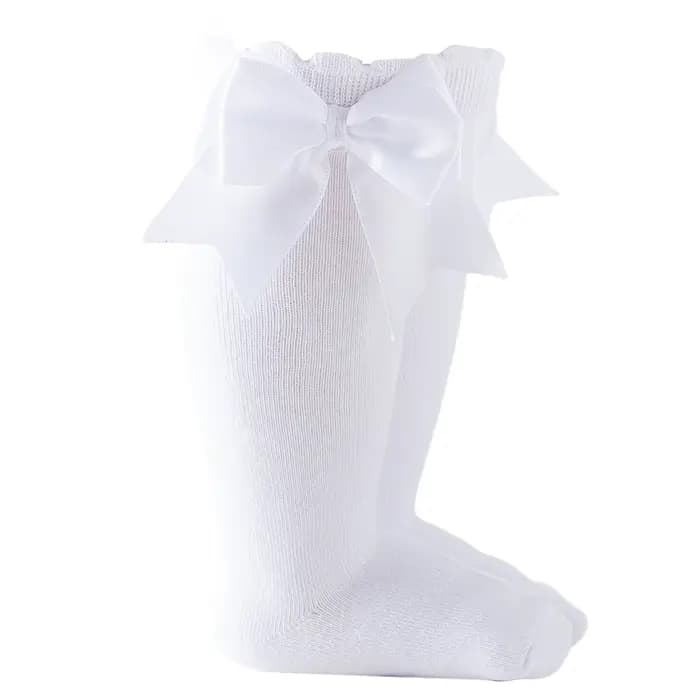 Chaussettes hautes en coton pour bébés filles de 0 à 7 ans, avec nœud mignon, couleur unie, respiran