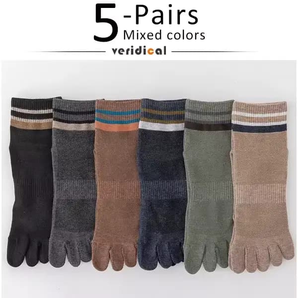 5 paires de chaussettes à cinq doigts pour hommes, chaussettes de sport basses à doigts séparés, en 