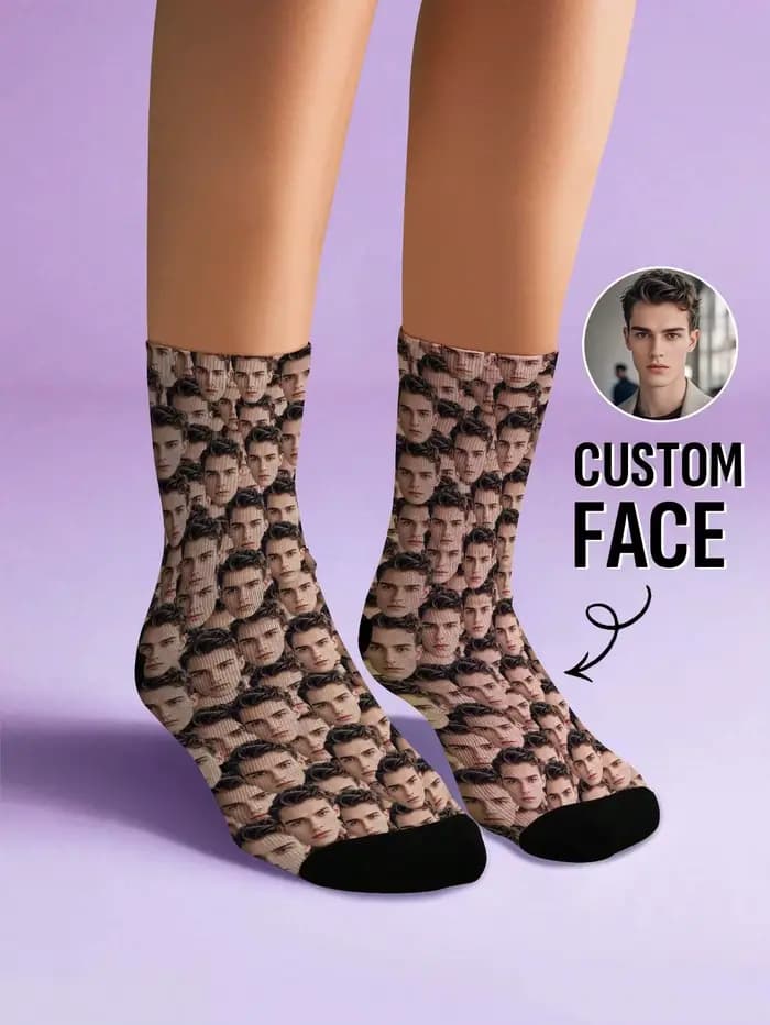 Chaussettes personnalisées avec Photo, cadeau amusant pour hommes, femmes, Couples, amis, chaussette