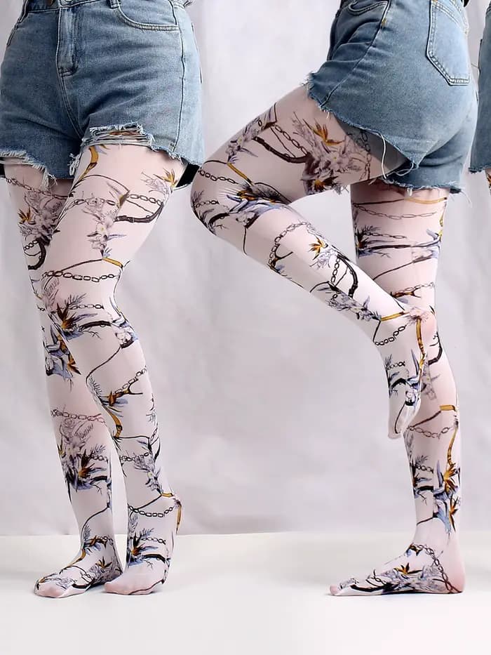 CamSolomon-Collants College graffiti pour femmes, bas sans couture, bas longs commandés, bas féminin
